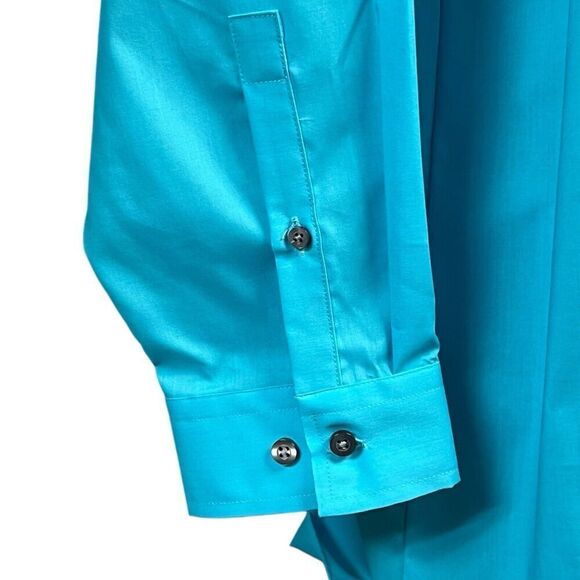 JF J. Ferrari Dress Shirt Turquoise Slim XL 17-17 1/2 Button Up Front Collared - Picture 4 of 11